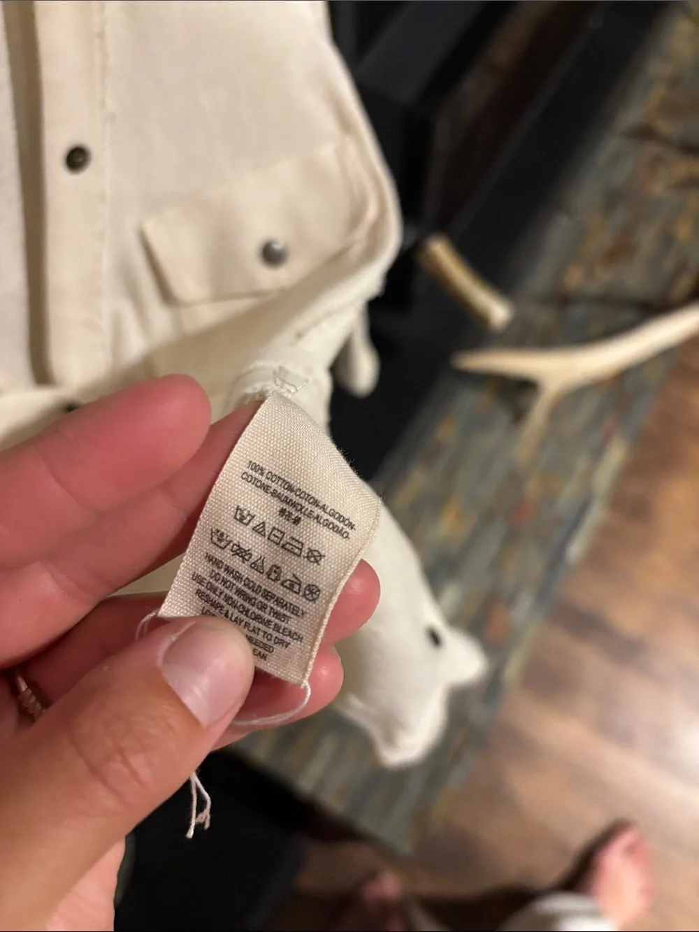 Women’s Free People Cream Button-Front Shirt with Pocket Details